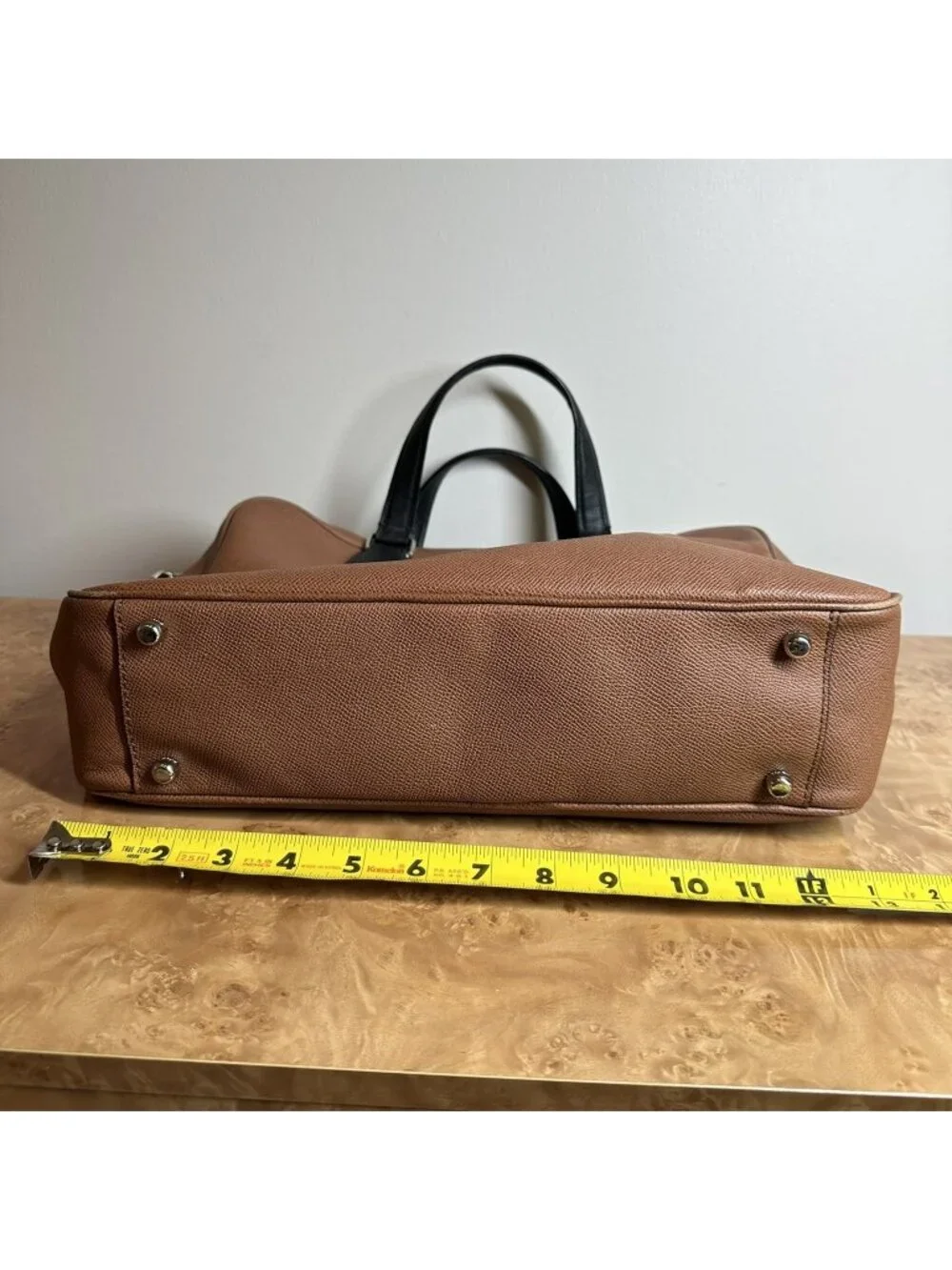 Coach Perry Business Tote Briefcase Brown Black Crossgrain Leather Laptop Bag